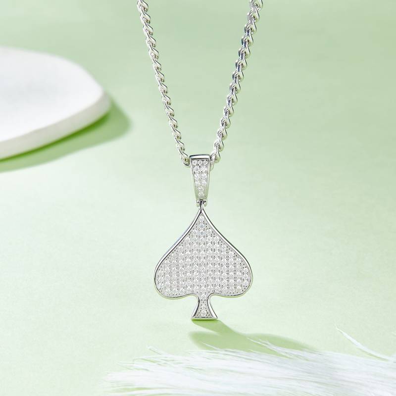 黑桃嘻哈项链S925银吊坠莫桑钻厘石D级0.78CT